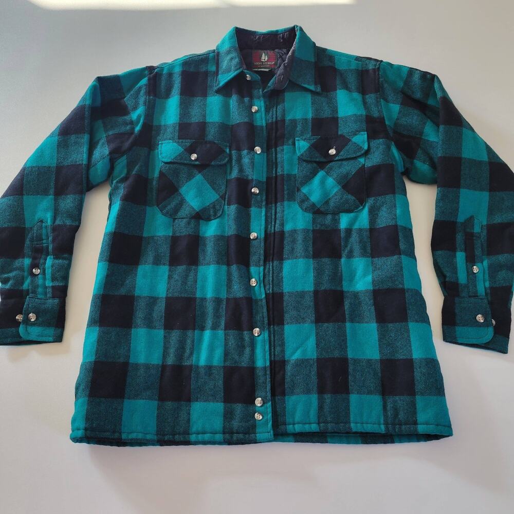 Vintage Jacket Shirt High Sierra Mervyns Wool Blend Flannel Quilted Plaid Medium